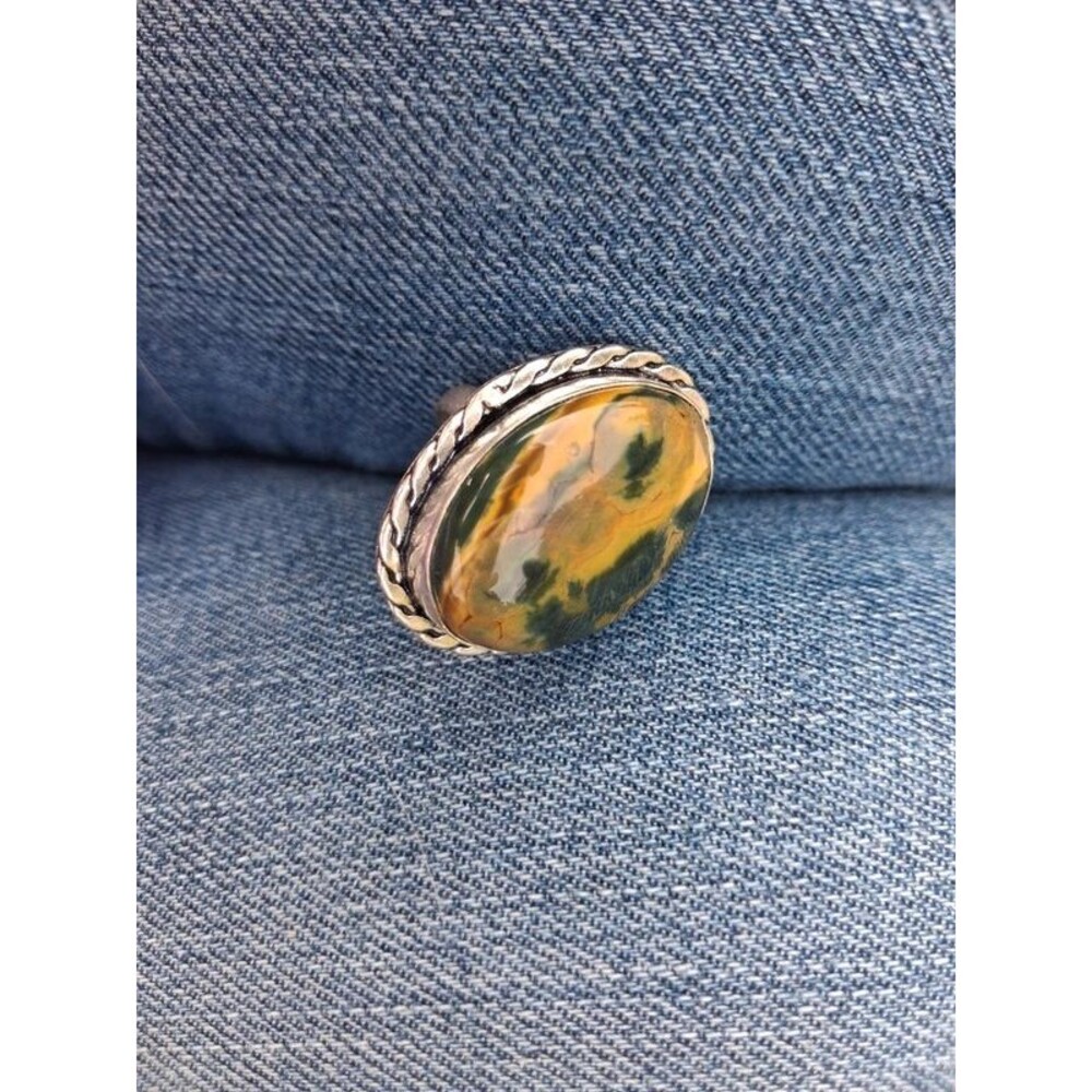 Unique Bumblebee Jasper Statement ring Boho Southwestern Funky size 6.5